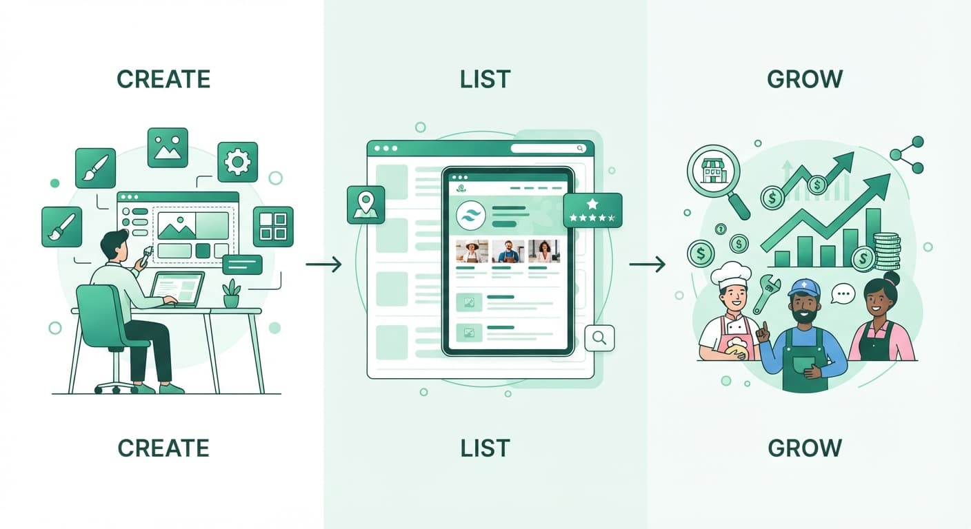 Overview of building a website and listing a business on NGPage